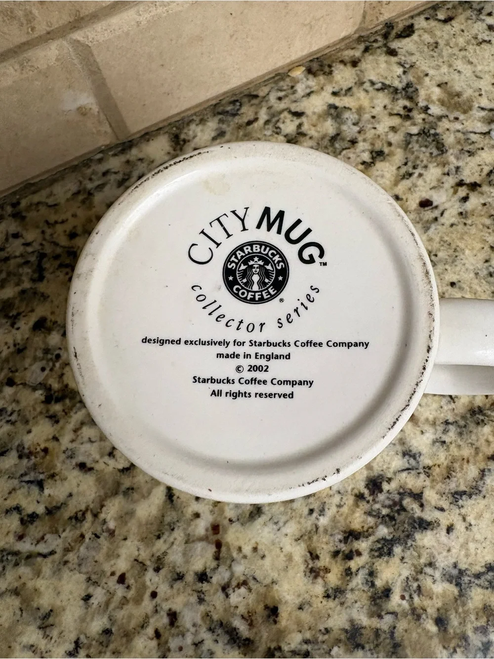 Starbucks White Mug with Green London Clock Artwork